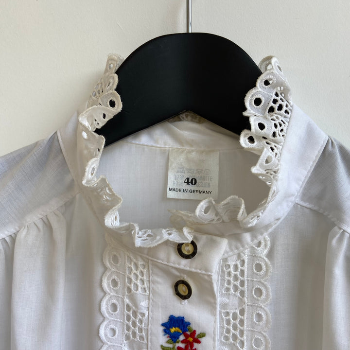 White Blouse with lace front design - S