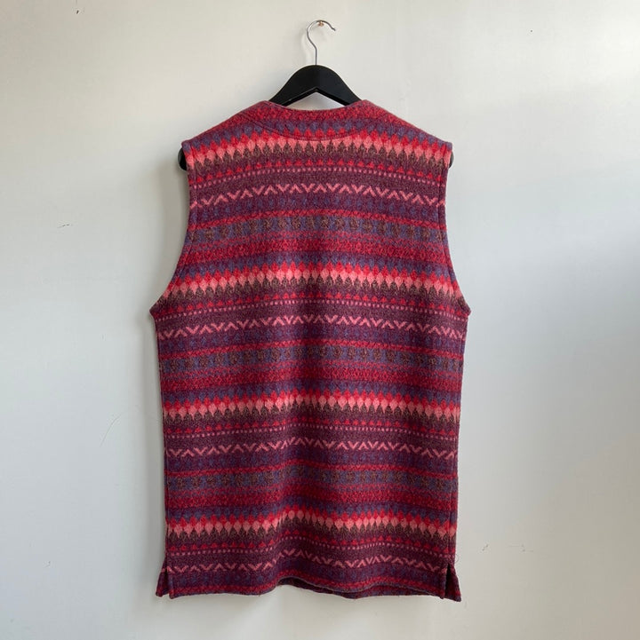 Knitted virgin wool blend vest with pattern - XL