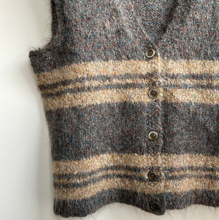 Knitted wool button through tank - L