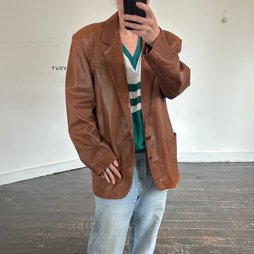 Valentino Real nappa leather oversized blazer - L