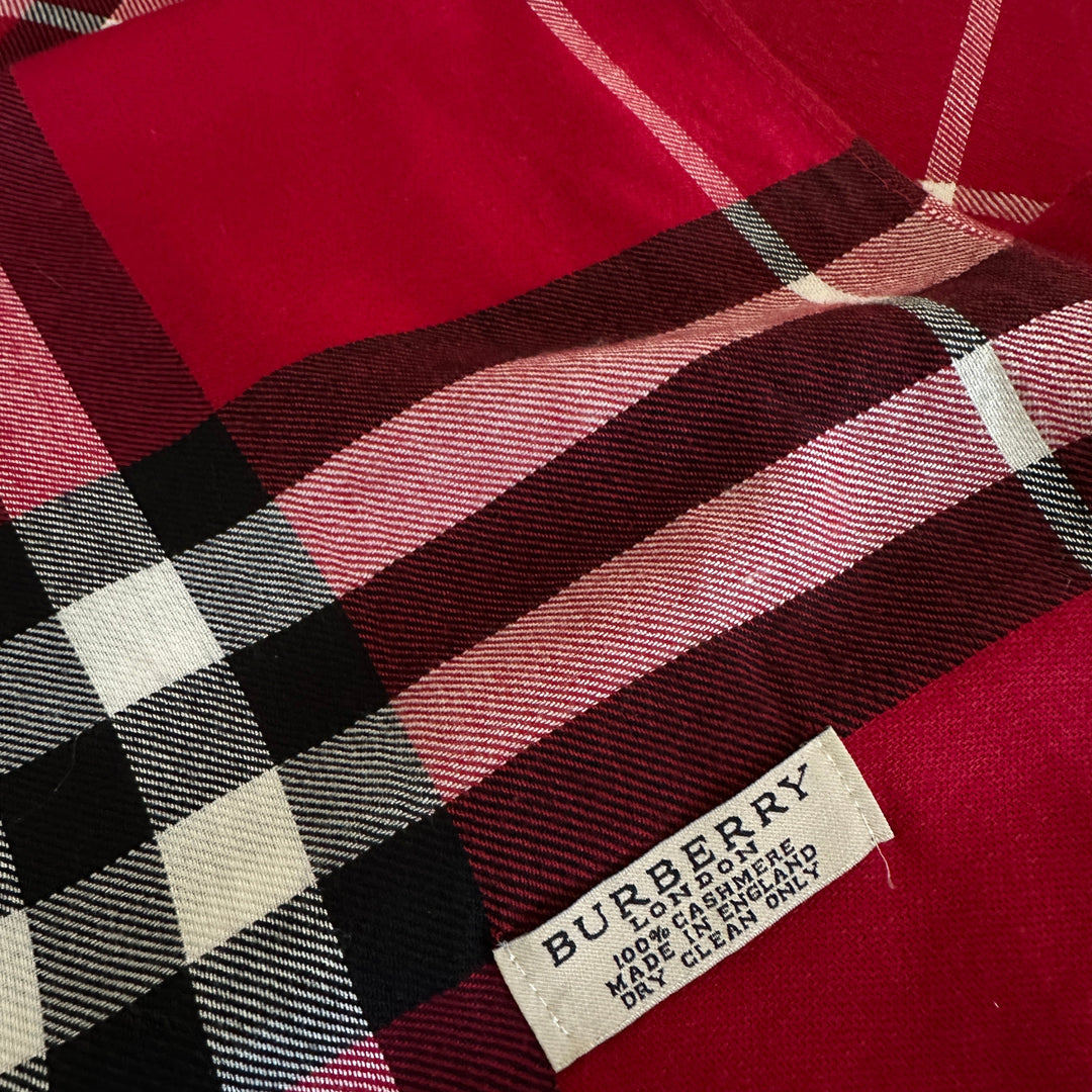 Burberry red nova check cashmere shawl