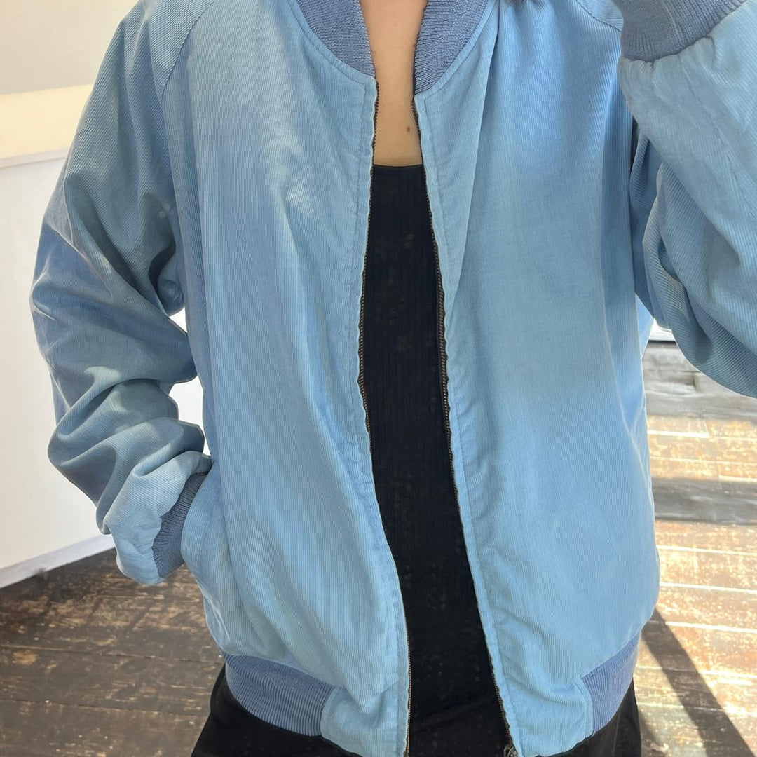 Burberry Navy/baby blue Cotton reverible vintage 80s bomber - M