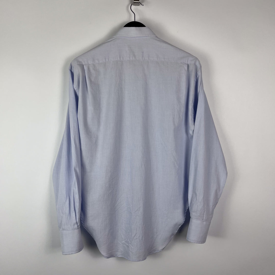 YSL Re/Work Tailored Curved Hem Light Blue Cotton Shirt - L