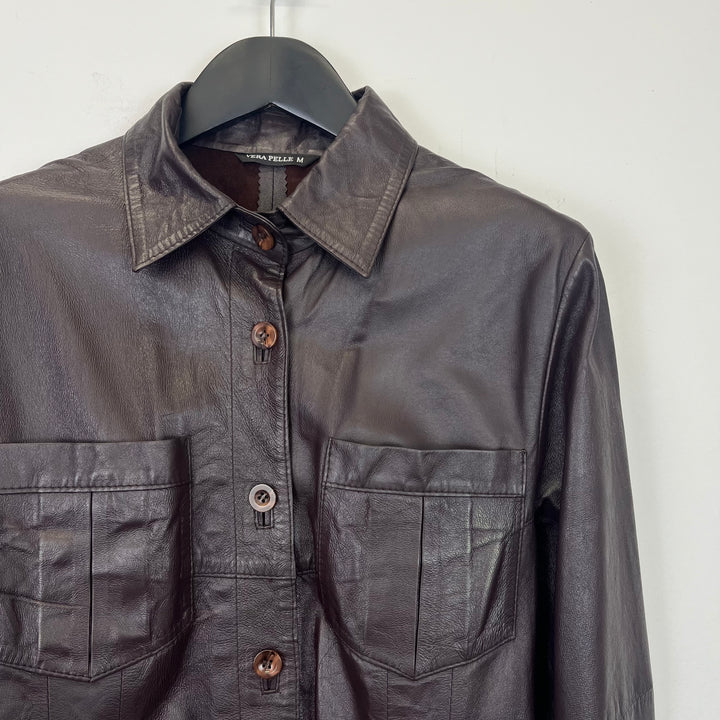 Brown leather shirt - M