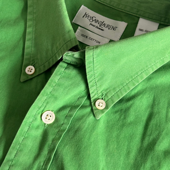 (YSL Green Cotton Shirt - XL