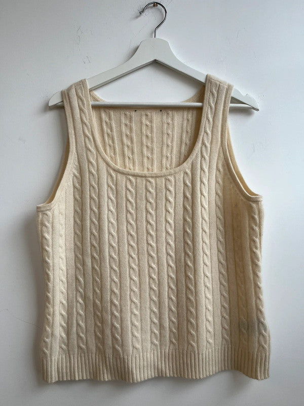 Light cream cable knit vest top, uk 10