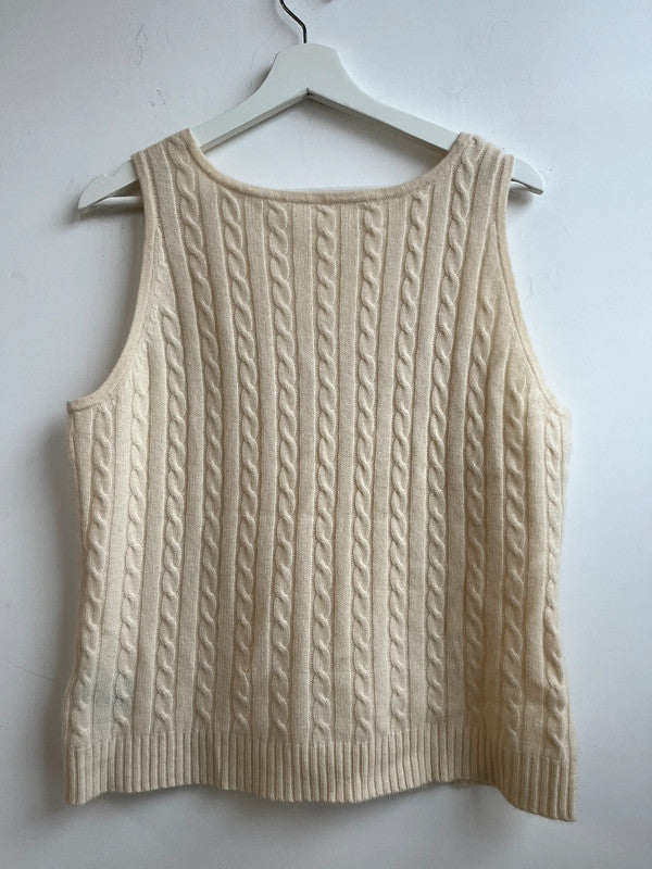 Light cream cable knit vest top, uk 10