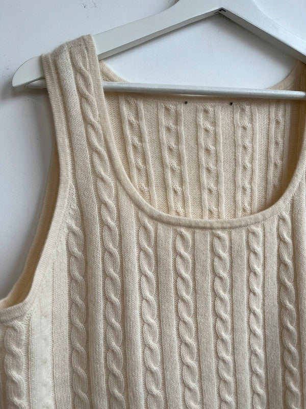 Light cream cable knit vest top, uk 10