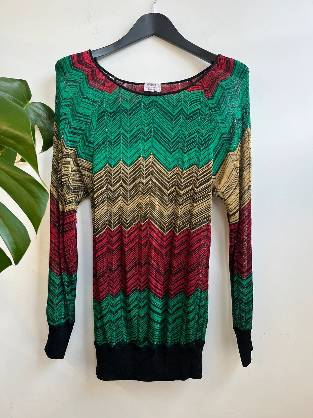 Ungaro Paris red gold and green jumper dress