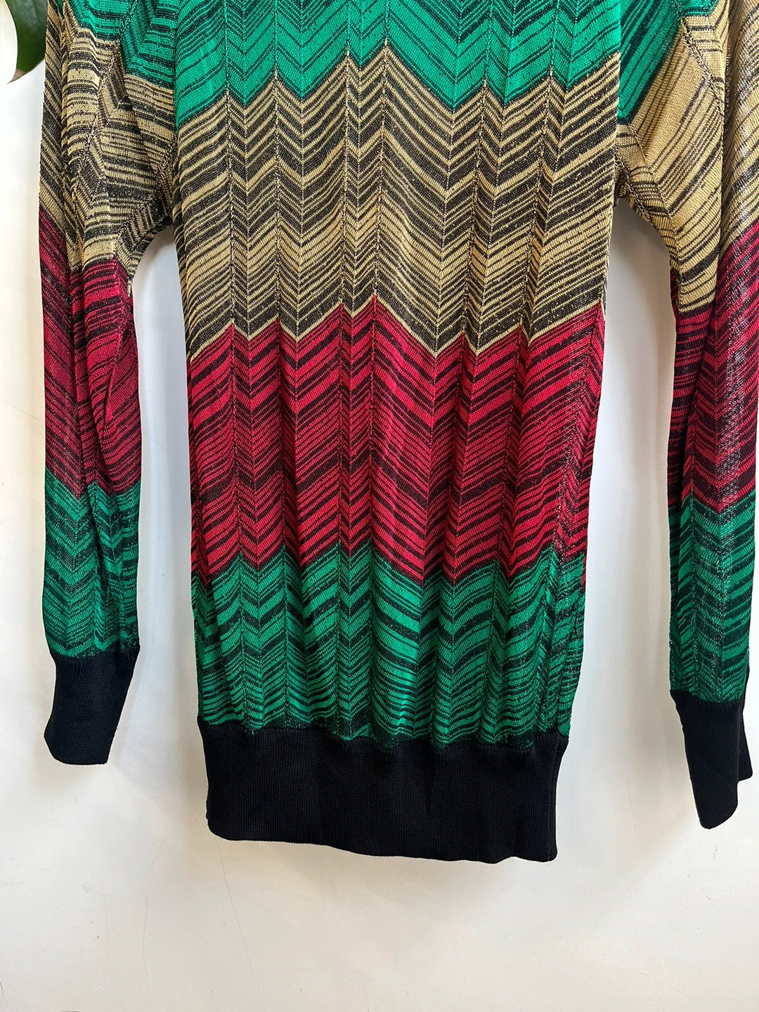 Ungaro Paris red gold and green jumper dress
