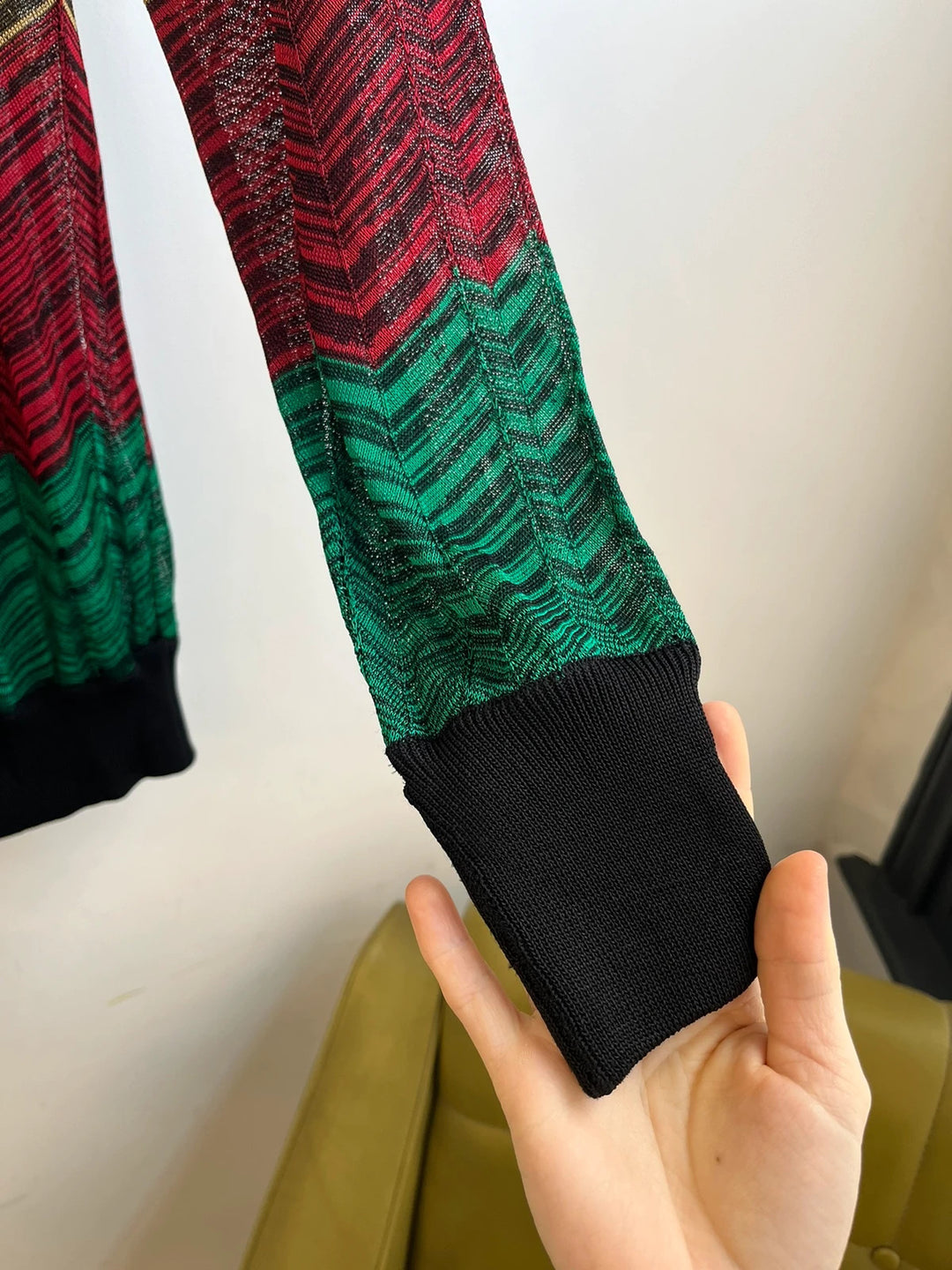 Ungaro Paris red gold and green jumper dress