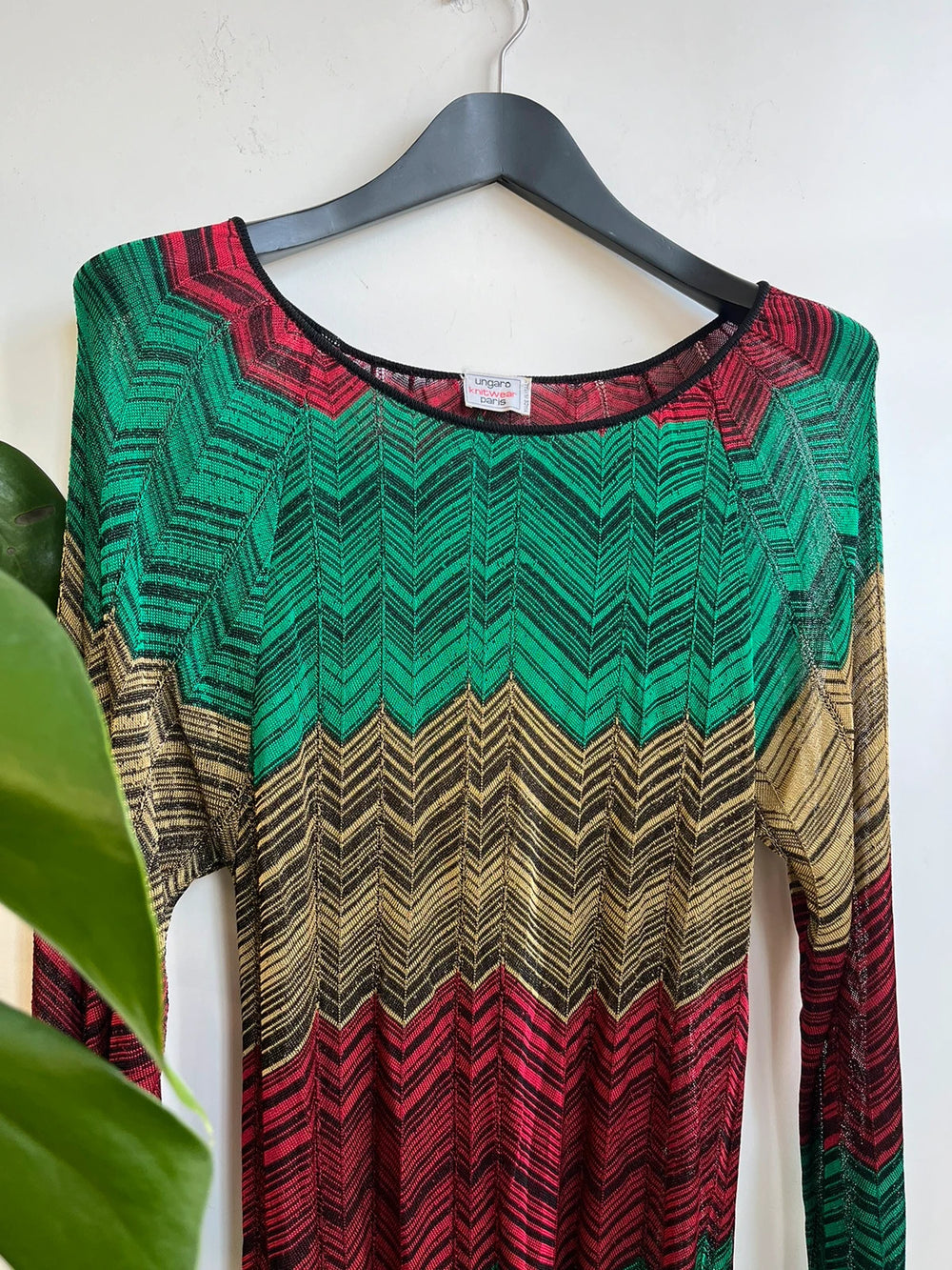 Ungaro Paris red gold and green jumper dress
