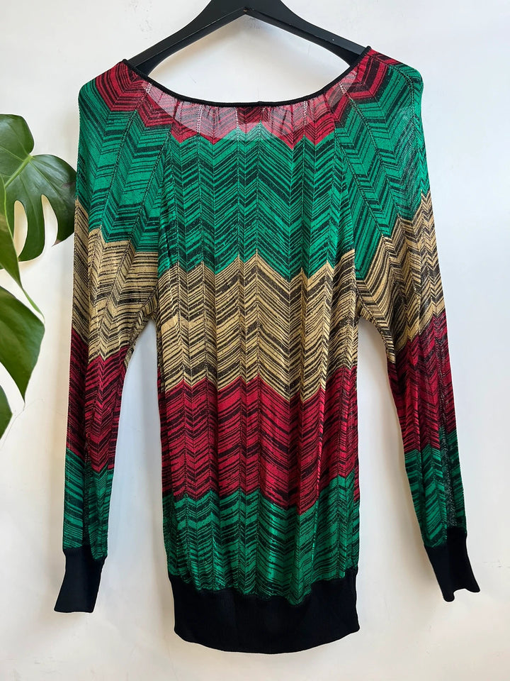Ungaro Paris red gold and green jumper dress