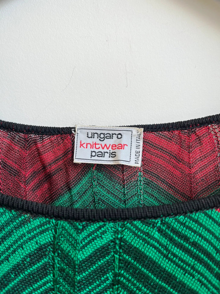 Ungaro Paris red gold and green jumper dress