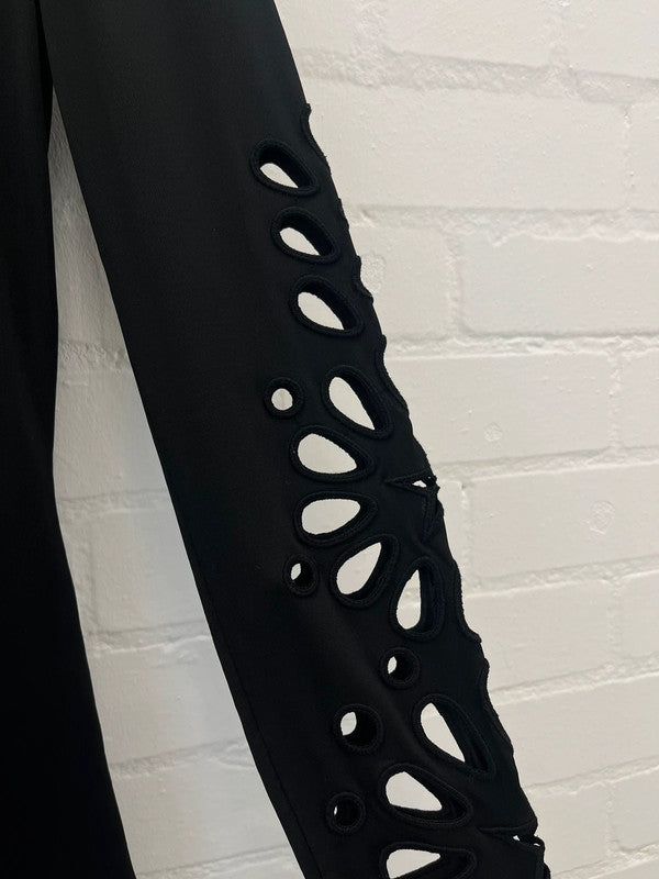 Burberry London black bodycon midi cut out dress, size medium