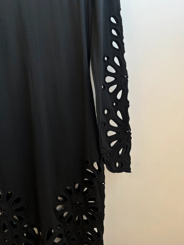 Burberry London black bodycon midi cut out dress, size medium