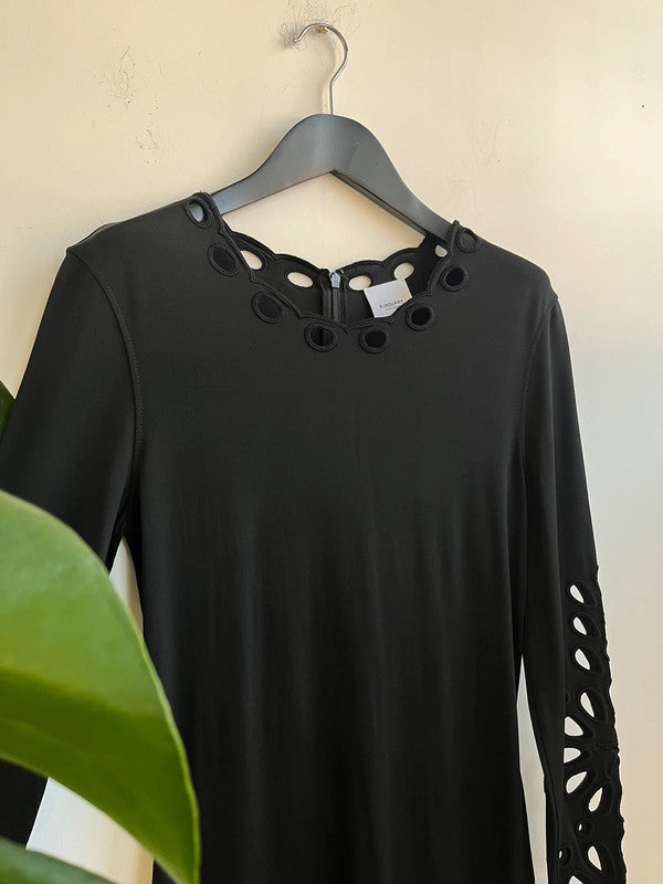Burberry London black bodycon midi cut out dress, size medium