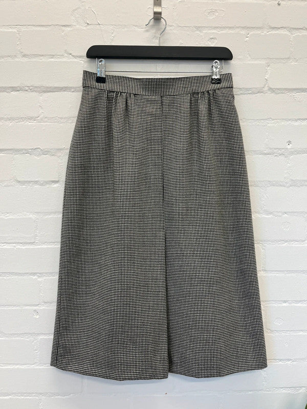 Black and white herringbone midi skirt, UK10