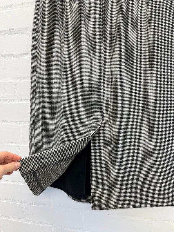 Black and white herringbone midi skirt, UK10