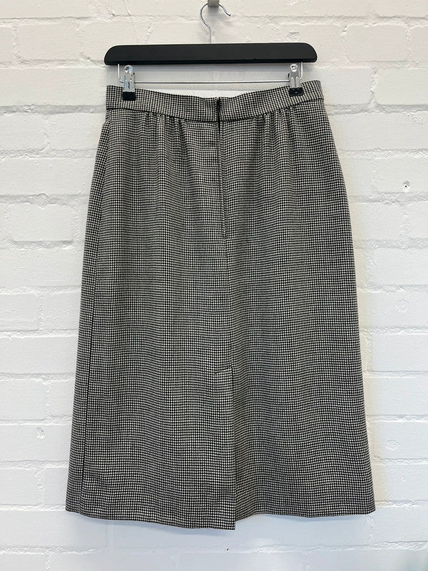 Black and white herringbone midi skirt, UK10