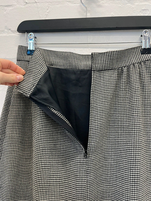 Black and white herringbone midi skirt, UK10