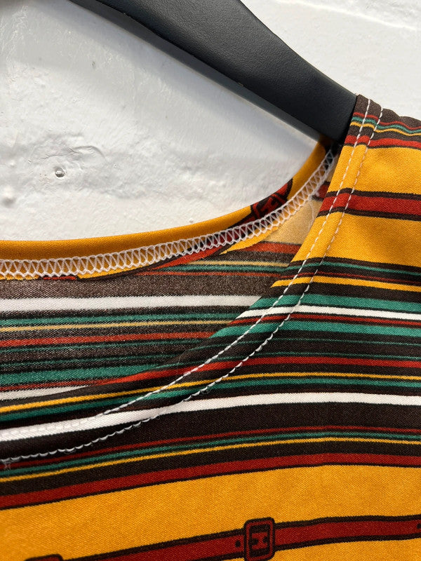 Vintage 70s style belt print crop top, small