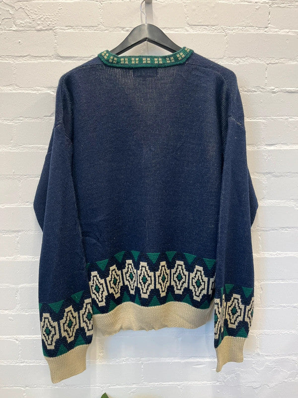 Crocodile v neck vintage jumper, L