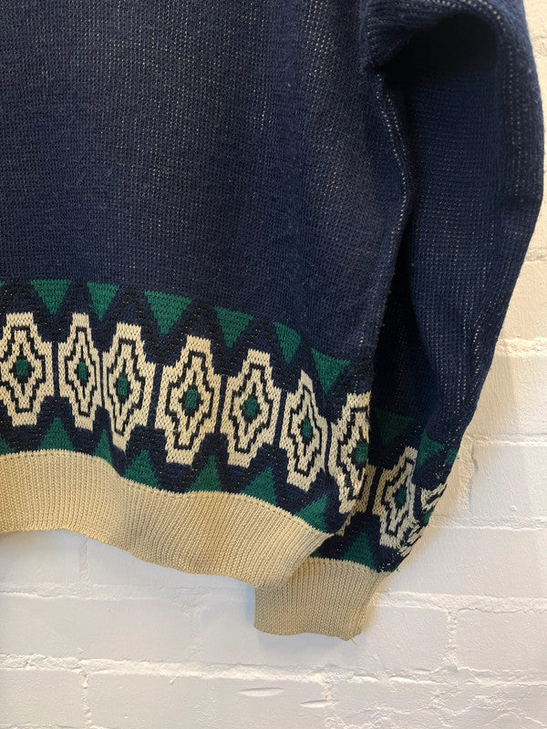 Crocodile v neck vintage jumper, L