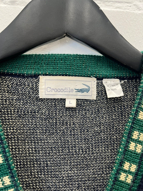 Crocodile v neck vintage jumper, L