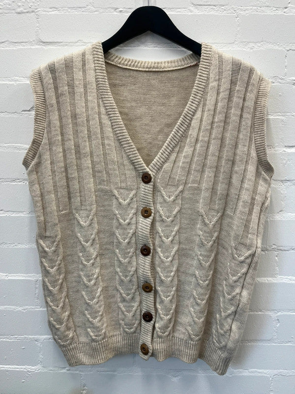 Off white cable knit vintage best top, XL