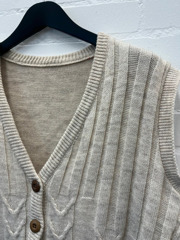 Off white cable knit vintage best top, XL