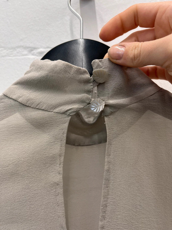 Handmade grey sheer silk blouse, medium