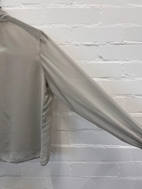 Handmade grey sheer silk blouse, medium