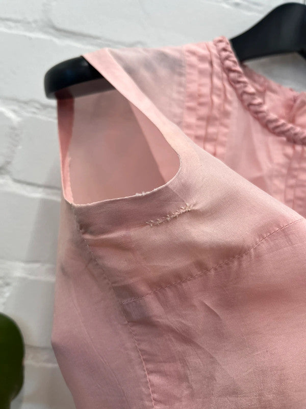 Handmade light pink silk sleeveless blouse, medium