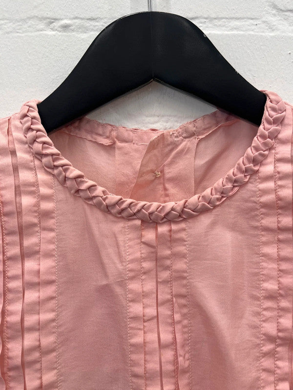 Handmade light pink silk sleeveless blouse, medium