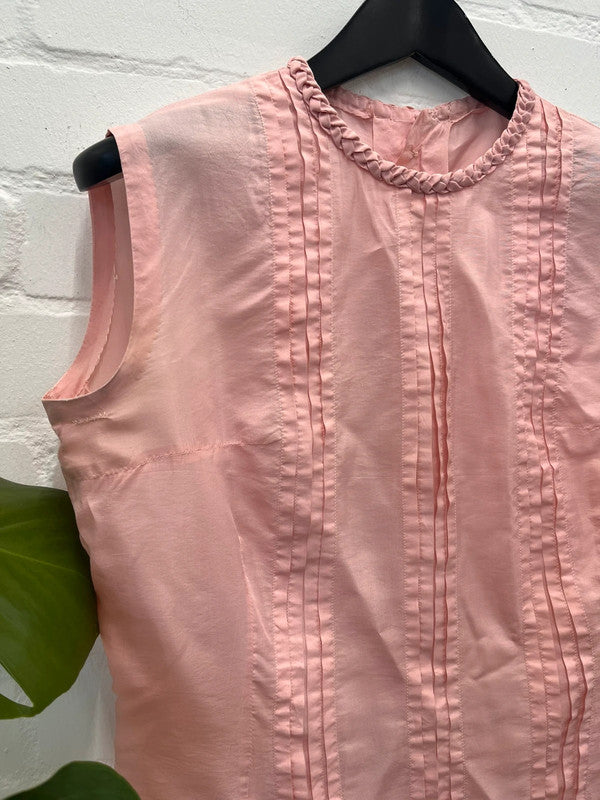 Handmade light pink silk sleeveless blouse, medium