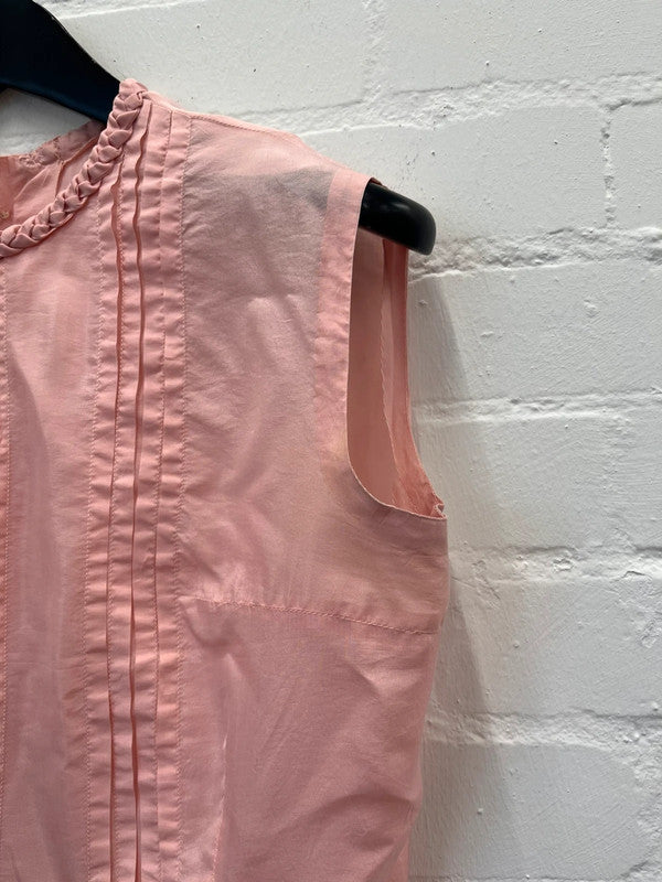 Handmade light pink silk sleeveless blouse, medium