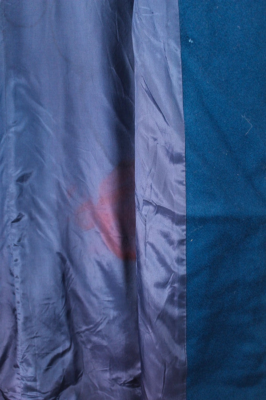 Vintage 80s 90s Cobalt Royal Blue Double Breasted Long Wool Coat Size US10