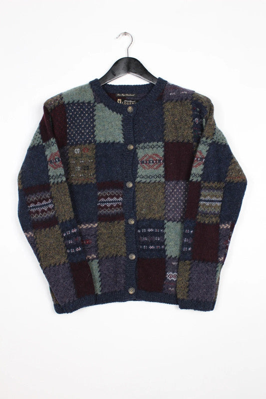 Vintage Eddie Bauer "Legend" Deer Bay Patchwork Wool Cardigan - Large