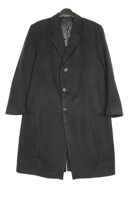 Vintage 80s 90s London Fog Black Single Breasted Long Wool Overcoat Men's Size