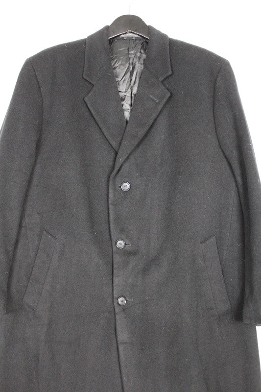 Vintage 80s 90s London Fog Black Single Breasted Long Wool Overcoat Men's Size