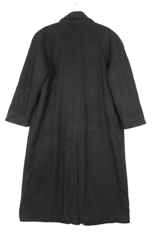 Vintage 80s 90s Black Karen Plus Double Breasted Long Wool Coat - XL