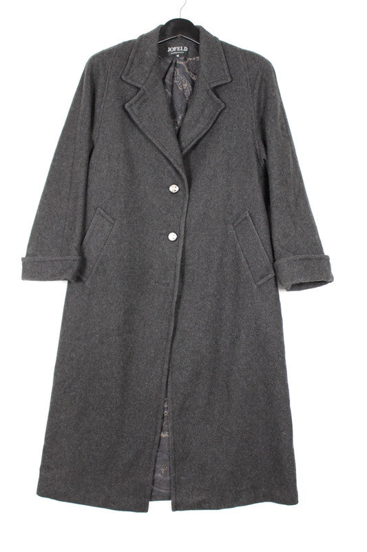 Vintage 80s 90s Jofeld Grey Wool Blend Long Coat - UK10