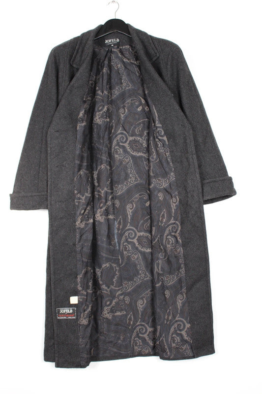 Vintage 80s 90s Jofeld Grey Wool Blend Long Coat - UK10