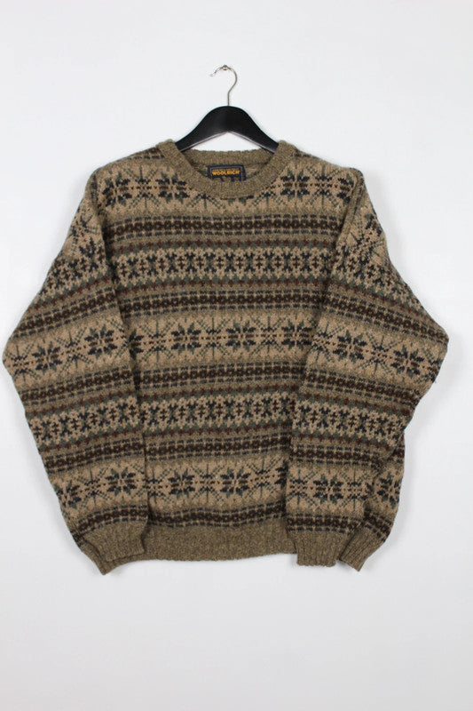 Vintage 90s Woolrich Mens Nordic Fair Isle Wool Sweater Size - XL