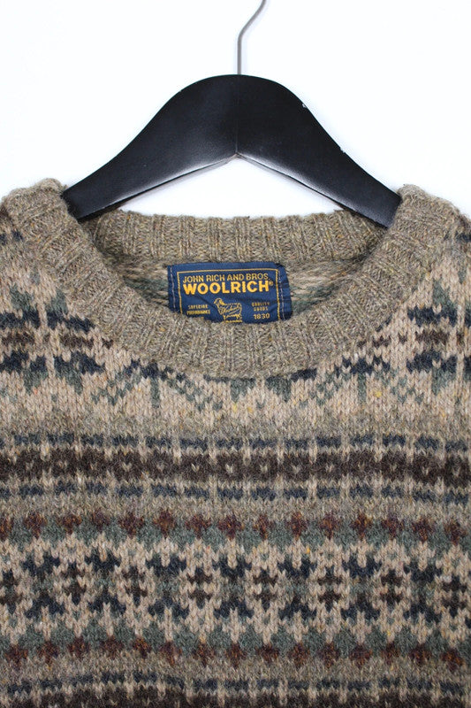 Vintage 90s Woolrich Mens Nordic Fair Isle Wool Sweater Size - XL