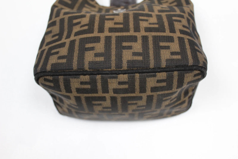 Vintage Fendi Zucca Mamma Baguette Shoulder Bag Black Brown Canvas Y2K
