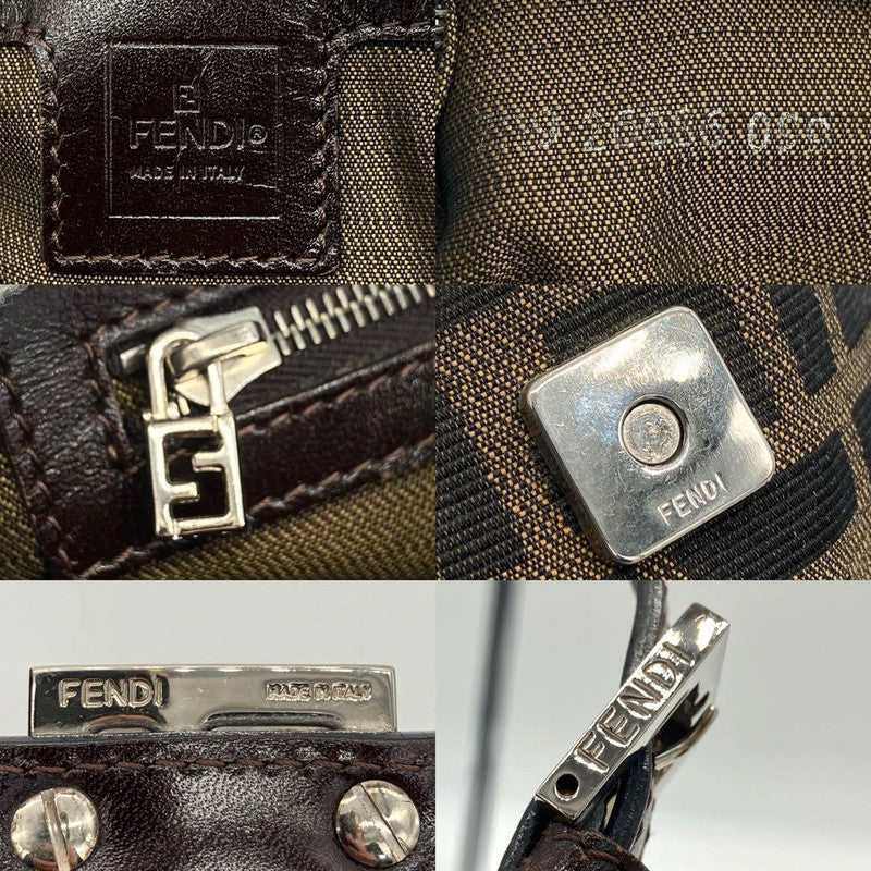 Vintage Fendi Zucca Mamma Baguette Shoulder Bag Black Brown Canvas Y2K