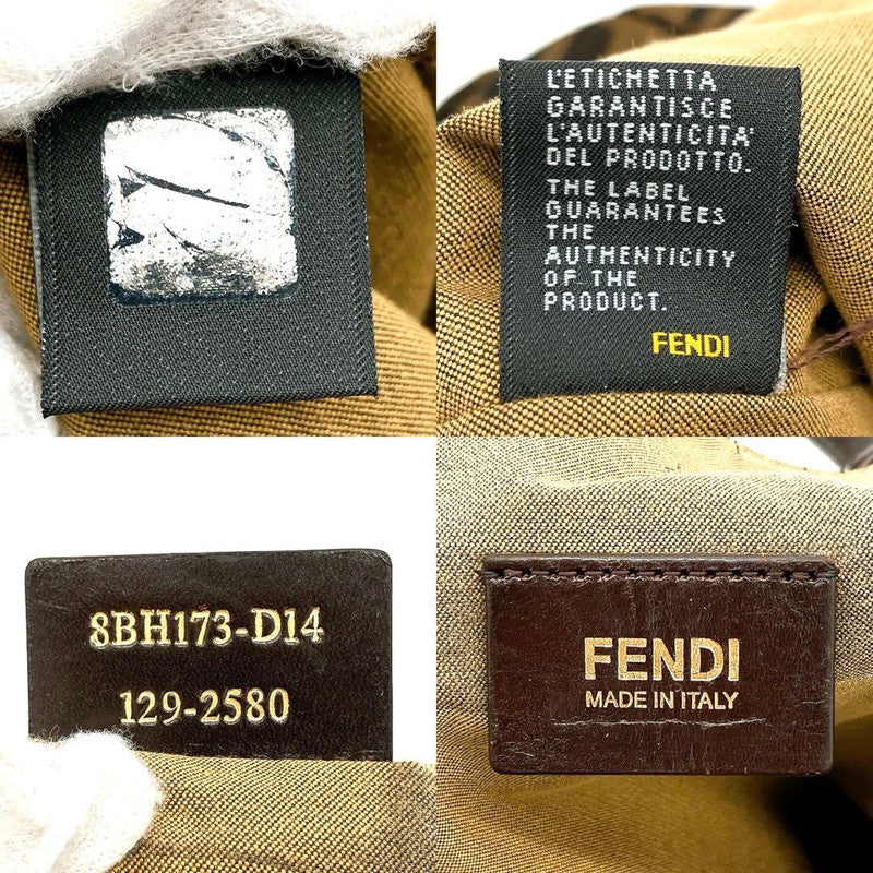 Vintage Fendi Zucca Brown Canvas Leather Tote Bag Shopper Logo Charm