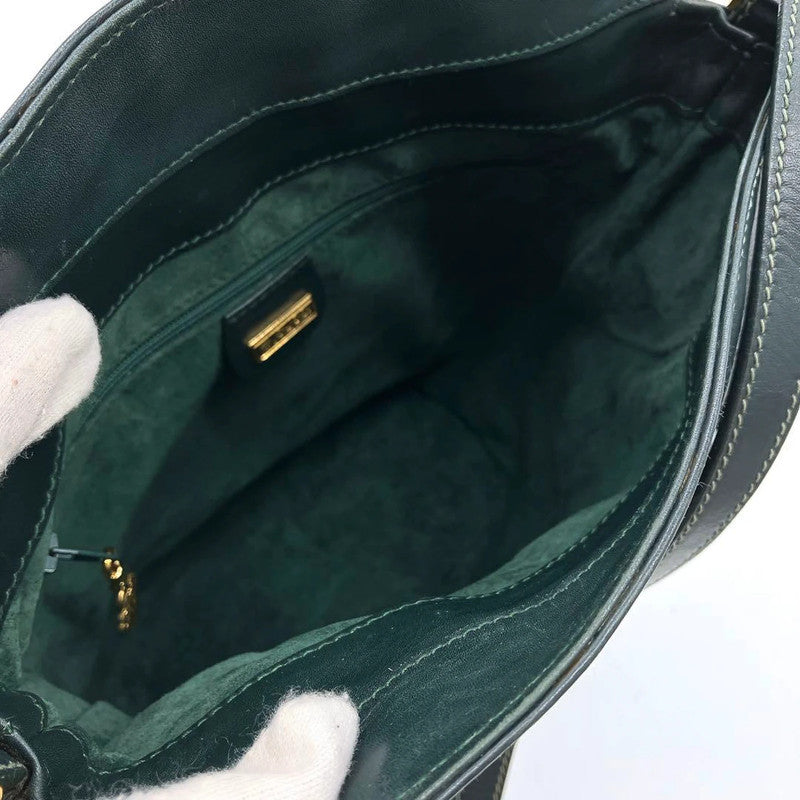 Vintage Gucci Green Suede Leather Bucket Crossbody Bag Gold Hardware